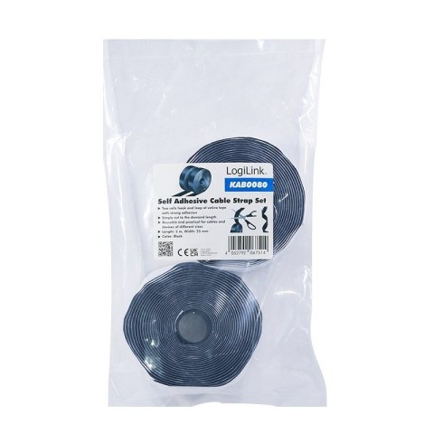 Zestaw samoprzylepnych taśm kablowych,5m,czarny LogiLink