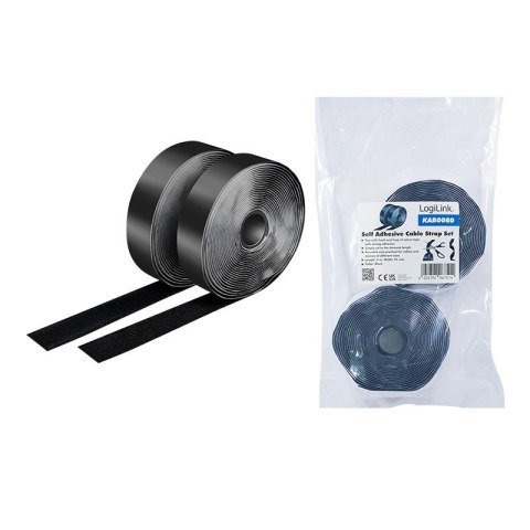 Zestaw samoprzylepnych taśm kablowych,5m,czarny LogiLink
