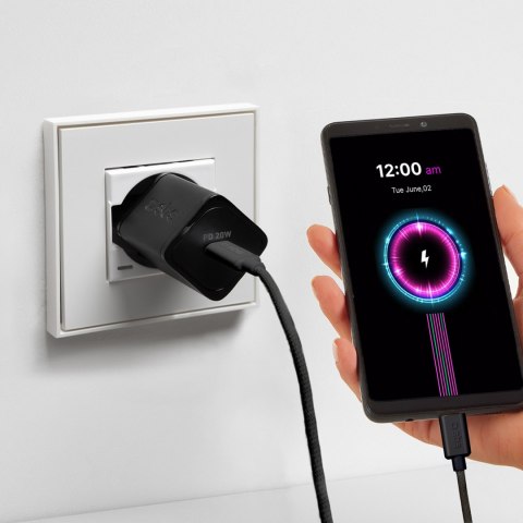 Kabel przewód w oplocie USB-C 60W 1.5m - czarny SBS