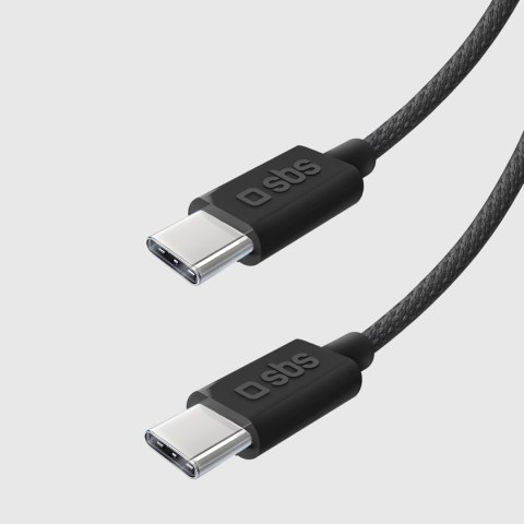 Kabel przewód w oplocie USB-C 60W 1.5m - czarny SBS