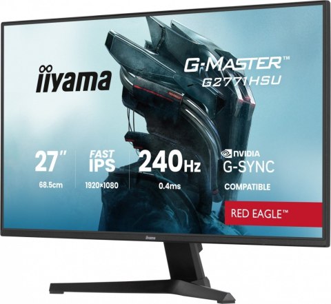 Monitor 27 cali G2771HSU-B1 0.4ms,Fast IPS,1xUSB 3.2, 1xUSB C, 240Hz, DP, 2xHDMI, Adaptive G-SYNC - 1920 x 1080 @48-240Hz  IIYAMA