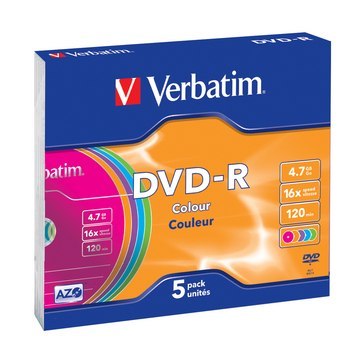 DVD-R 16x 4.7GB 5P Slim Colour 43557 Verbatim