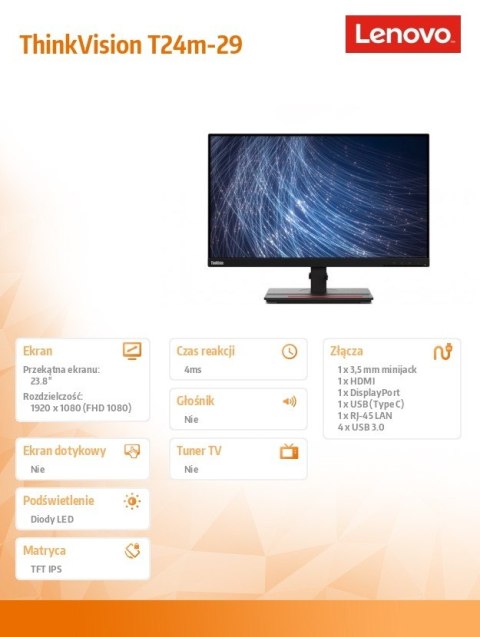 Monitor 23.8 ThinkVision T24m-29 63A5GAT6EU Lenovo