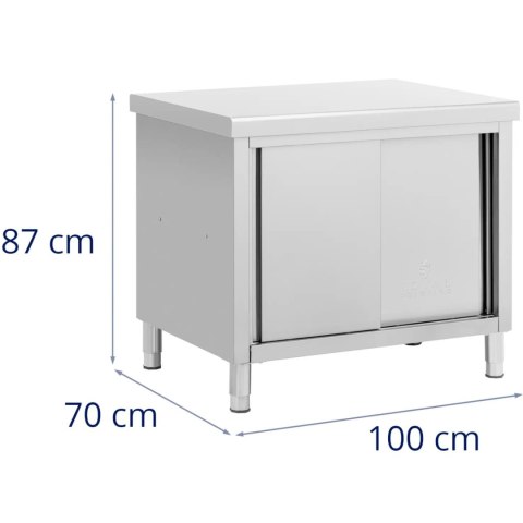 Stół blat roboczy centralny z szafką przelotową STAL 100 x 70 cm Royal Catering