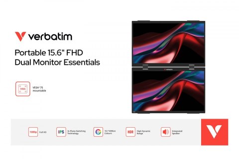 Monitor dotykowy DUAL Essentialis 2x 15,6 Full HD 60Hz Verbatim