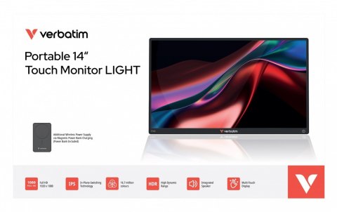 Przenośny monitor dotykowy Light zasilany bezprzewodowo Full HD Verbatim