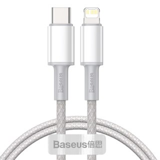 Kabel do szybkiego ładowania Iphone USB-C - Lightning Power Delivery 20W 1m biały BASEUS