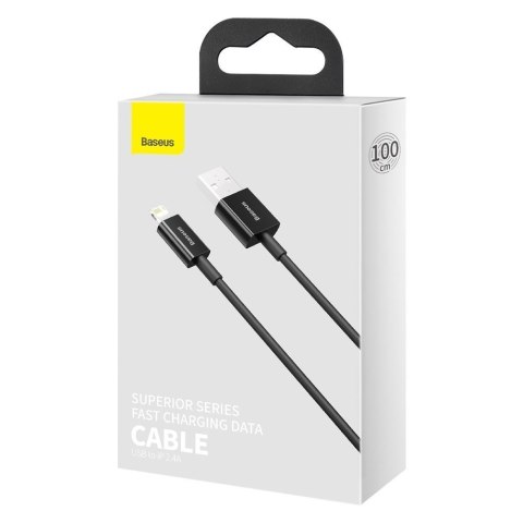 Superior kabel przewód do Iphone USB - Lightning 2.4A 1m czarny BASEUS