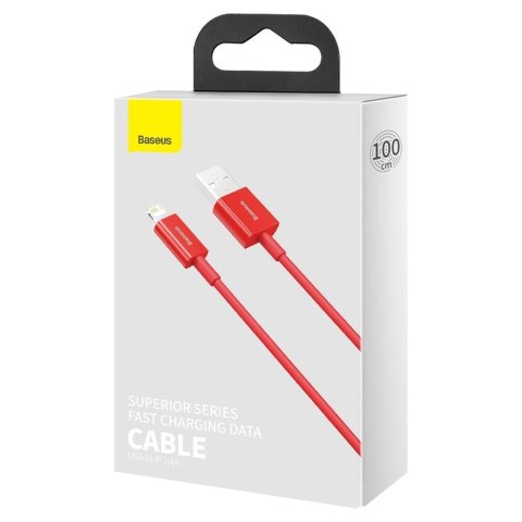 Superior kabel przewód do Iphone USB - Lightning 2.4A 1m czerwony BASEUS