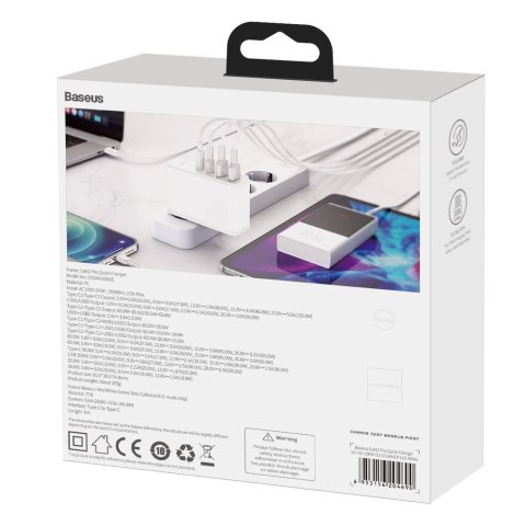 Szybka ładowarka sieciowa GaN2 Pro USB USB-C QC PD 100W biały BASEUS