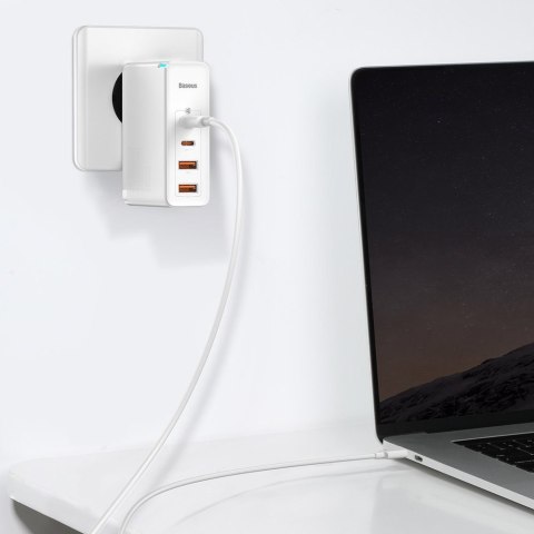 Szybka ładowarka sieciowa GaN2 Pro USB USB-C QC PD 100W biały BASEUS