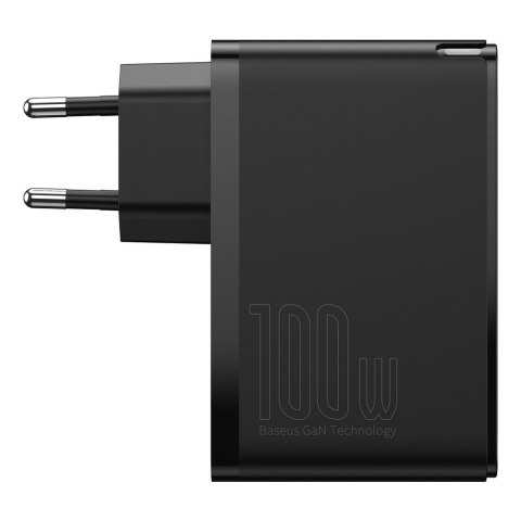 Szybka ładowarka sieciowa GaN2 Pro USB USB-C QC PD 100W czarny BASEUS