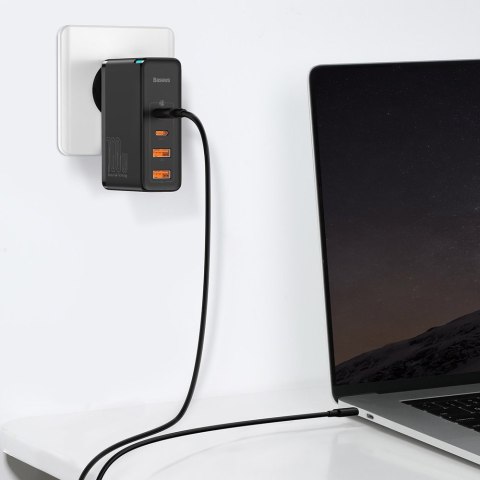 Szybka ładowarka sieciowa GaN2 Pro USB USB-C QC PD 100W czarny BASEUS