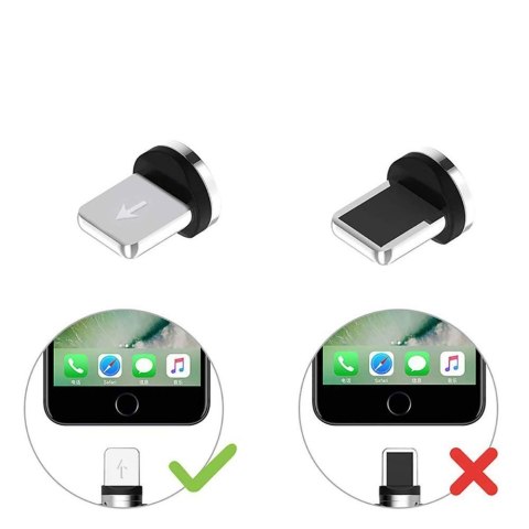 Wtyczka końcówka do kabla magnetycznego Iphone Lightning srebrny HURTEL