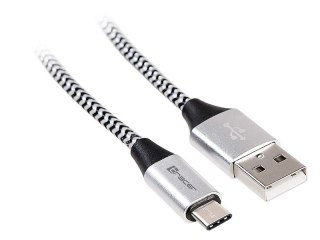 Kabel USB 2.0 Type-C A męski - C męski 1,0m czarno-srebrny Tracer