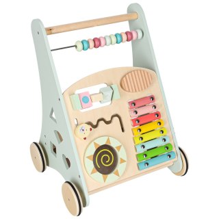 Pchacz dla dziecka chodzik drewniany z liczydłem niebieski Kik Sp. z o. o. Sp. k.