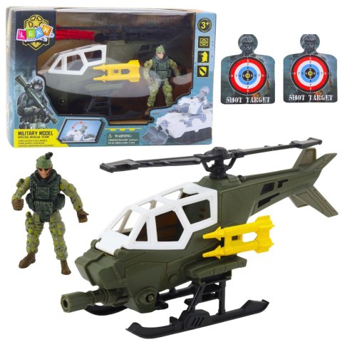 Zestaw Militarny Helikopter Wojskowy Figurka Żołnierza Broń LEAN Toys