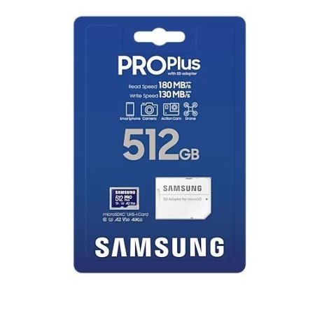 Karta pamięci microSD PRO+ MD-MD512SA/EU + adapter Samsung