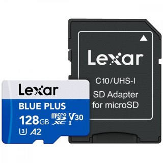 Karta pamięci microSD 128GB C10 A2 U3 V30 170MB/s Blue Plus Lexar