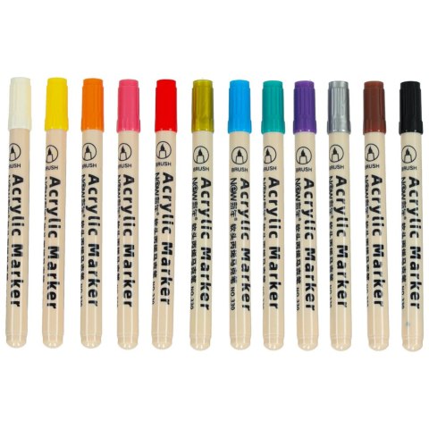 Markery akrylowe do tkanin kamieni pisaki flamastry mazaki wodoodporne DIY 12 szt. Kik Sp. z o. o. Sp. k.