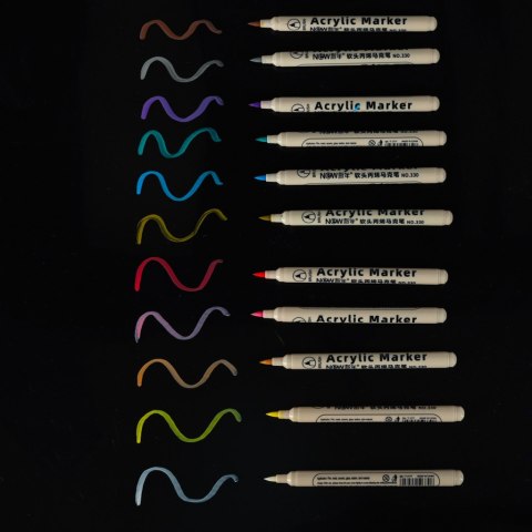 Markery akrylowe do tkanin kamieni pisaki flamastry mazaki wodoodporne DIY 12 szt. Kik Sp. z o. o. Sp. k.