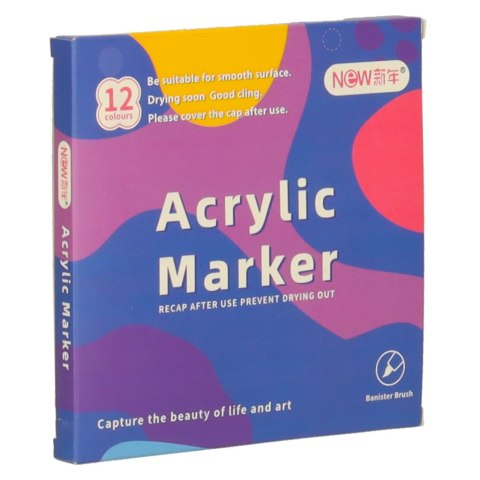 Markery akrylowe do tkanin kamieni pisaki flamastry mazaki wodoodporne DIY 12 szt. Kik Sp. z o. o. Sp. k.