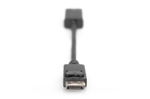 Kabel adapter DisplayPort z zatrzaskiem 1080p 60Hz FHD Typ DP/HDMI A M/Ż 0,2m Czarny Digitus