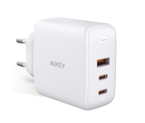 PA-B6S White Omnia Mix GaN ładowarka sieciowa 3xUSB (2xUSB C+1xUSB A) 90W AUKEY