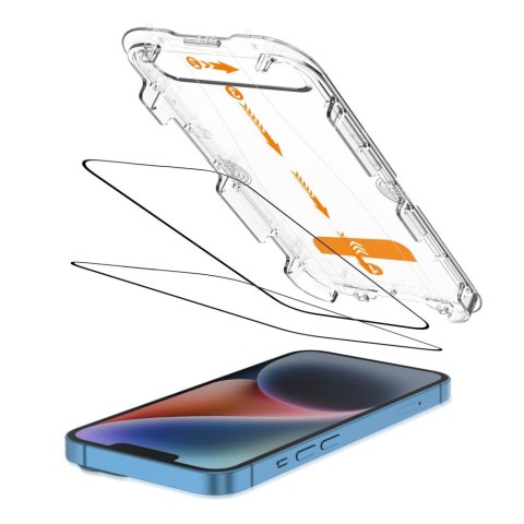 Szkło hartowane na iPhone 13 / 13 PRO / 14 / 16e z ramką instalacyjną Quick Set+ - 2 szt. Tech-Protect