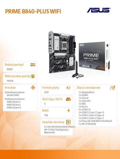Płyta główna PRIME B840-PLUS WIFI Asus