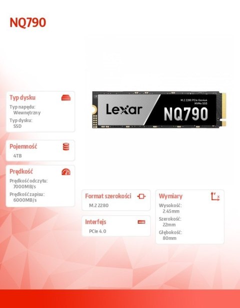 Dysk SSD NQ790 4TB NVMe 4x4 2280 7000/6000MB/s Lexar