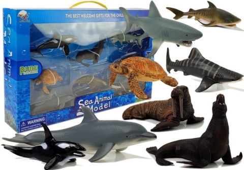 Figurki Edukacyjne Morskie Zwierzęta 8 Elementów Rekiny Foka Delfin Mors Żółw LEAN Toys