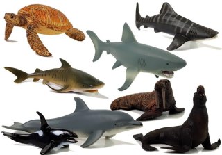 Figurki Edukacyjne Morskie Zwierzęta 8 Elementów Rekiny Foka Delfin Mors Żółw LEAN Toys