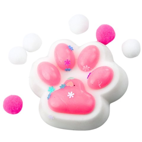 Gniotek Kocia Łapka Antystresowa Sensoryczna Squishy Biało-Różowa LEAN TOYS