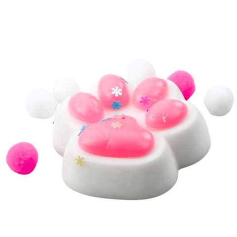 Gniotek Kocia Łapka Antystresowa Sensoryczna Squishy Biało-Różowa LEAN TOYS