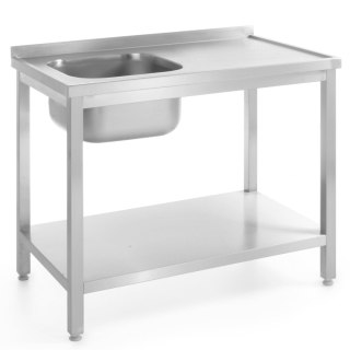 Stół blat roboczy gastronomiczny przyścienny ze zlewem i półką skręcany 80x60x85 cm LEWY - Hendi 812495 Hendi