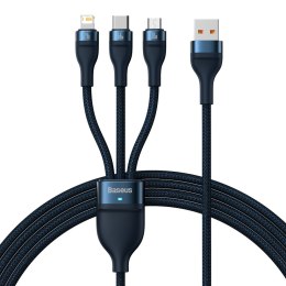 3w1 Kabel przewód do szybkiego ładowania USB-A do USB-C microUSB Lightning 66W 480Mb/s 1.2m niebieski BASEUS