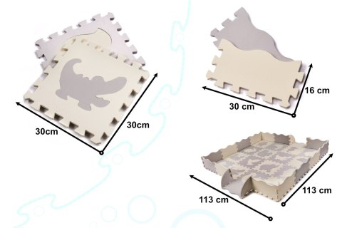 Mata edukacyjna piankowa puzzle szara ecru 36 elementów 150x150cm Kik Sp. z o. o. Sp. k.