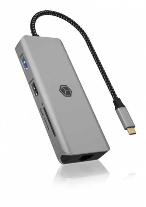 Stacja dokująca IB-DK4012-CPD 9w1, 2x HDMI, 4K60Hz, 3xUSB, 100W PD,LAN, Czytnik kart IcyBox