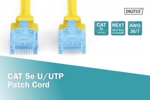 Patch cord U/UTP kat.5e PVC 5m żółty Digitus