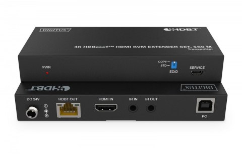 Przedłużacz/Extender HDMI 4K 60Hz 150m po skrętce Cat.6A/7/8 HDBaseT HDCP2.2 IR EDID PoC, zestaw Digitus