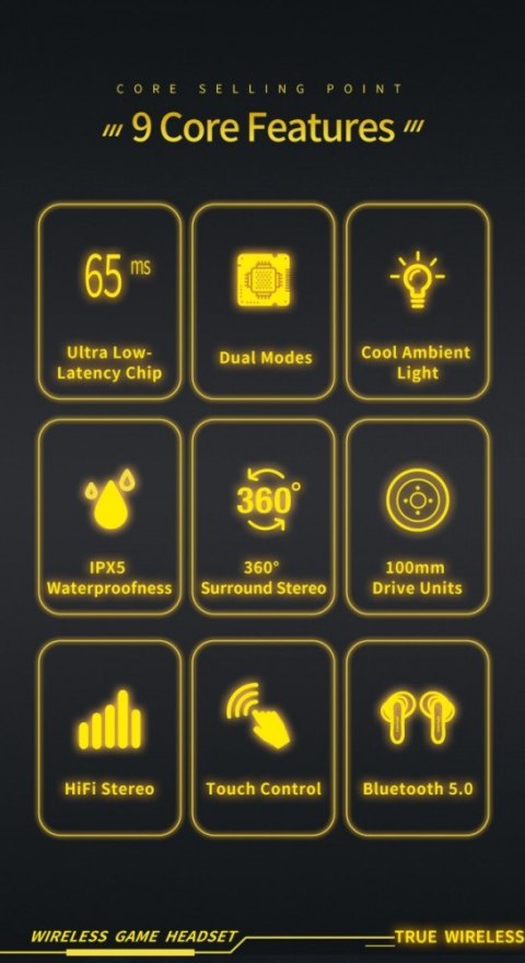 Słuchawki Bluetooth 5.0 T35 TWS + Stacja dokująca -Dla Graczy- czarne AWEI