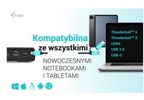 Stacja dokująca USB 3.0 / USB-C / Thunderbolt 3 Dual Display Gen2 + Power Delivery 100W I-tec