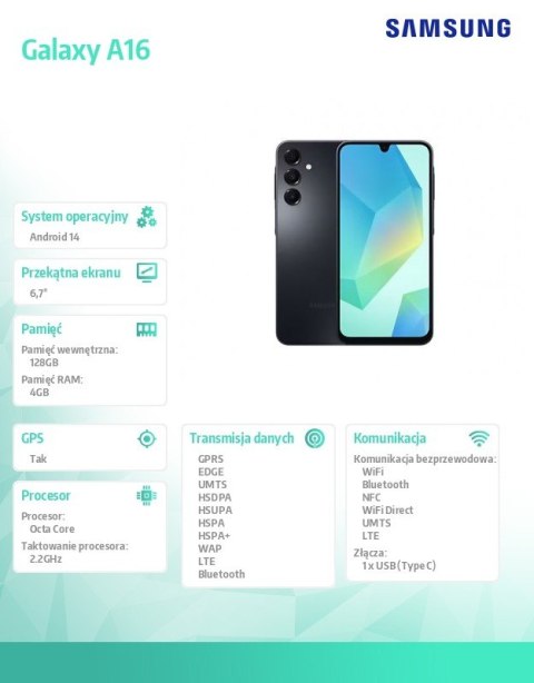 Smartfon Galaxy A16 LTE 4/128 GB czarny Samsung