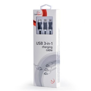 Kabel USB 3w1 do ładowania/1m/czarny Gembird