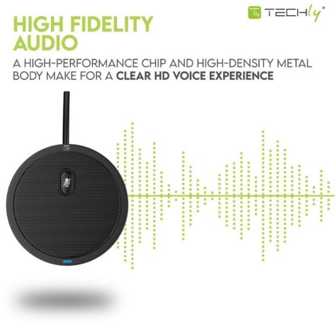 Mikrofon konferencyjny dookólny USB 2.0 z wyciszeniem Techly