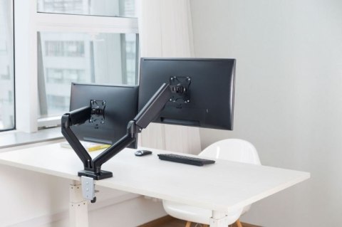 Uchwyt na dwa monitory 17-32 cali 9kg biurkowy obrotowy gazowy Techly