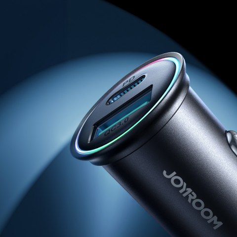 Mini ładowarka samochodowa 60W USB-A QC3.0 USB-C PD czarna JOYROOM