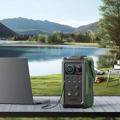 Powerbank turystyczny 75000mAh 100W USB-C USB-A lampka sygnał SOS - zielony JOYROOM