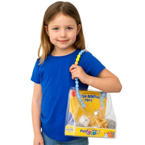 Śpiący Rudy Kot Na Poduszce Figurka z Futerkiem Torba Dźwięki LEAN Toys